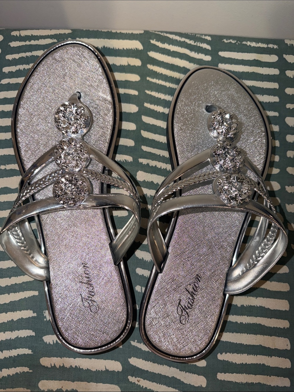 Silver Jeweled Women's Sandals